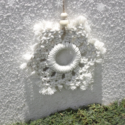 Christmas Snowflake Weaving Kit Macrame Kit | Car/Bag Pendant | Holiday DIY Gift | Beginner-Suitable| Exquisite Snowflake Pattern | Multi-Scene Pendant