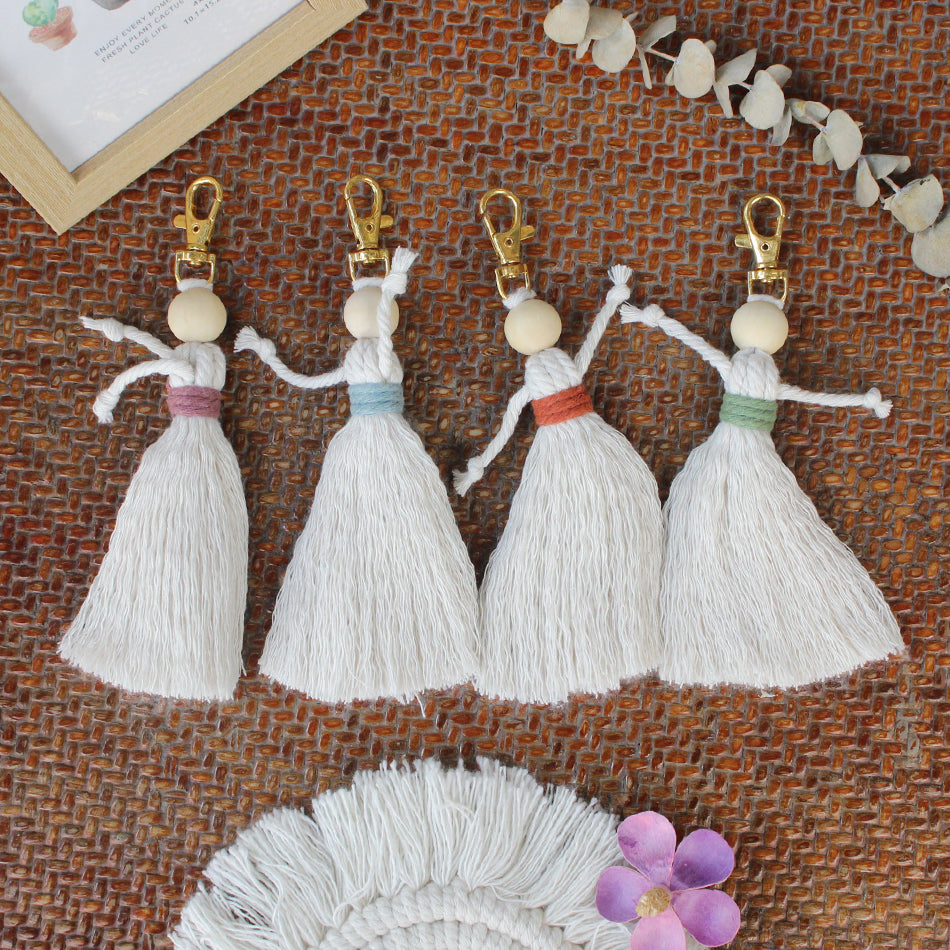 Girl Weaving Keychain Craft Kit Macrame Kit | Fringe Skirt | DIY Valentine's Gift, Beginner-DIY