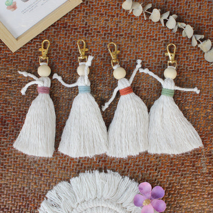 Girl Weaving Keychain Craft Kit Macrame Kit | Fringe Skirt | DIY Valentine's Gift, Beginner-DIY