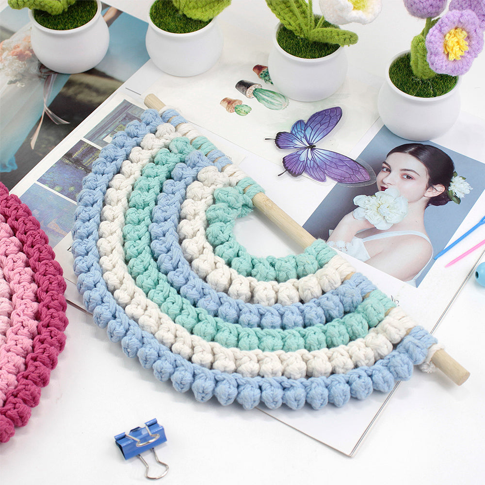 Macrame Kit Semicircle Tapestry Weaving Kit |  Design | Gradient/Contrast Option | Bedroom/Living Room Decor | Beginner-Friendly
