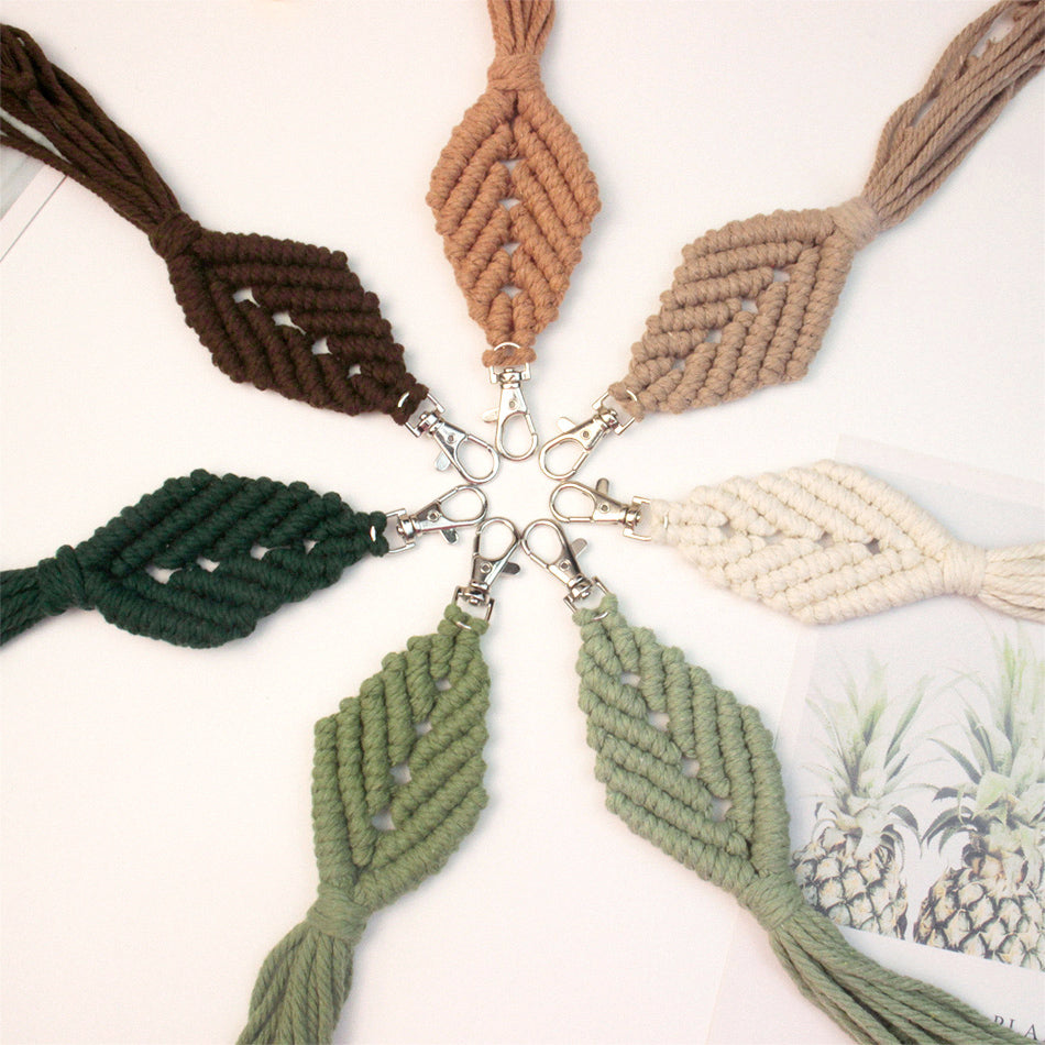 Fringe Leaf Weaving Keychain Craft Kit Macrame Kit |Tutorial | Bottom Fringe,  Keychain/Pendant/Bag Charm, Beginner DIY Set