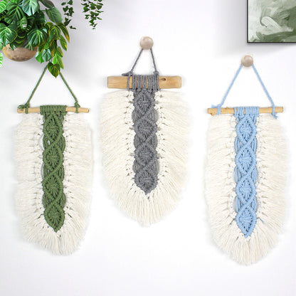 Macrame Kit 3pcs Leaf Set Weaving Kit | English Tutorials | Tapestry/Keychain | Bohemian Style | Beginner Weaving