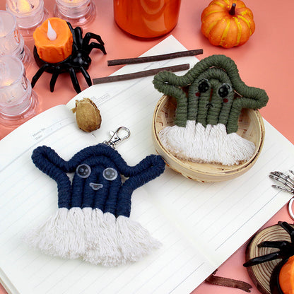 Halloween Ghost Macrame DIY Kit - Handmade Weaving Supplies with English Tutorial | Whimsical Holiday Craft Set
