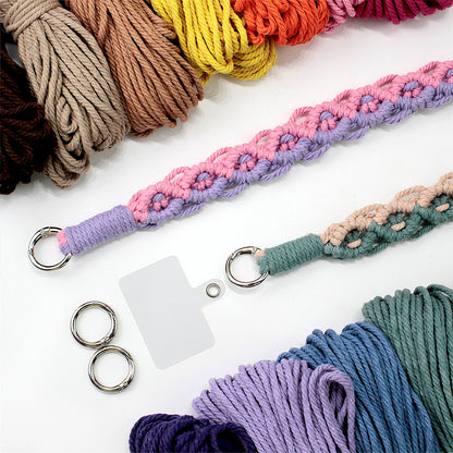Macrame Kit Diagonal Curl Knot Phone Lanyard/Keychain Kit | Dopamine Contrast Colors | Camera Strap/Bag Strap | Beginner-Friendly