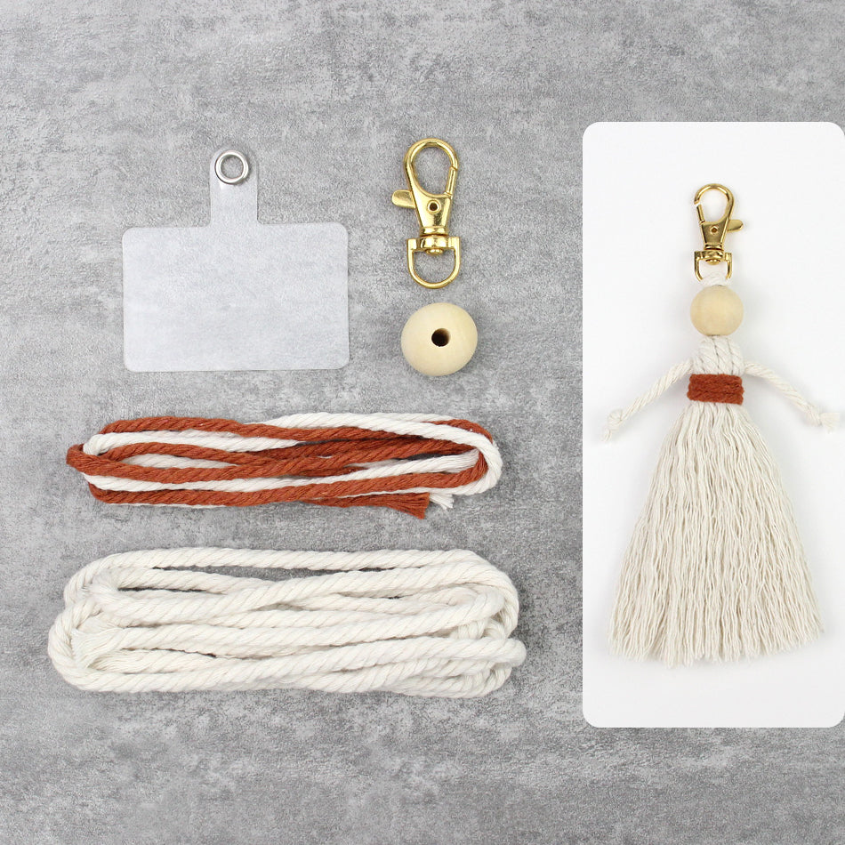 Girl Weaving Keychain Craft Kit Macrame Kit | Fringe Skirt | DIY Valentine's Gift, Beginner-DIY