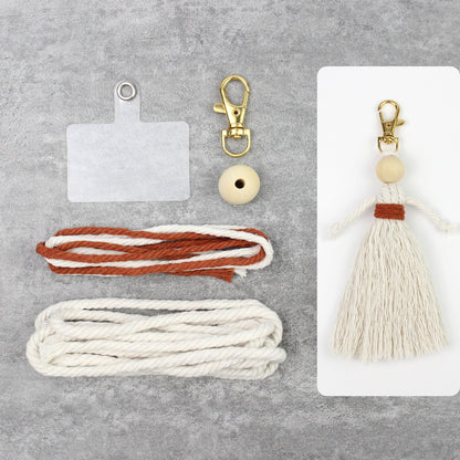 Girl Weaving Keychain Craft Kit Macrame Kit | Fringe Skirt | DIY Valentine's Gift, Beginner-DIY