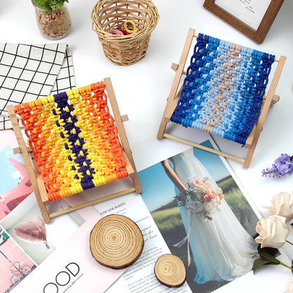 Macrame Kit Beach Chair Phone Stand Weaving Kit | 7/4-Color Option | Stable Unique Shape | Small Decor | Beginner-Friendly| Phone Lounger
