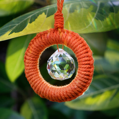 1 Set Round Crystal Car Hanging DIY Weaving Kit | Polyester Fiber Beginner-Friendly Shining Car & Home Decoration