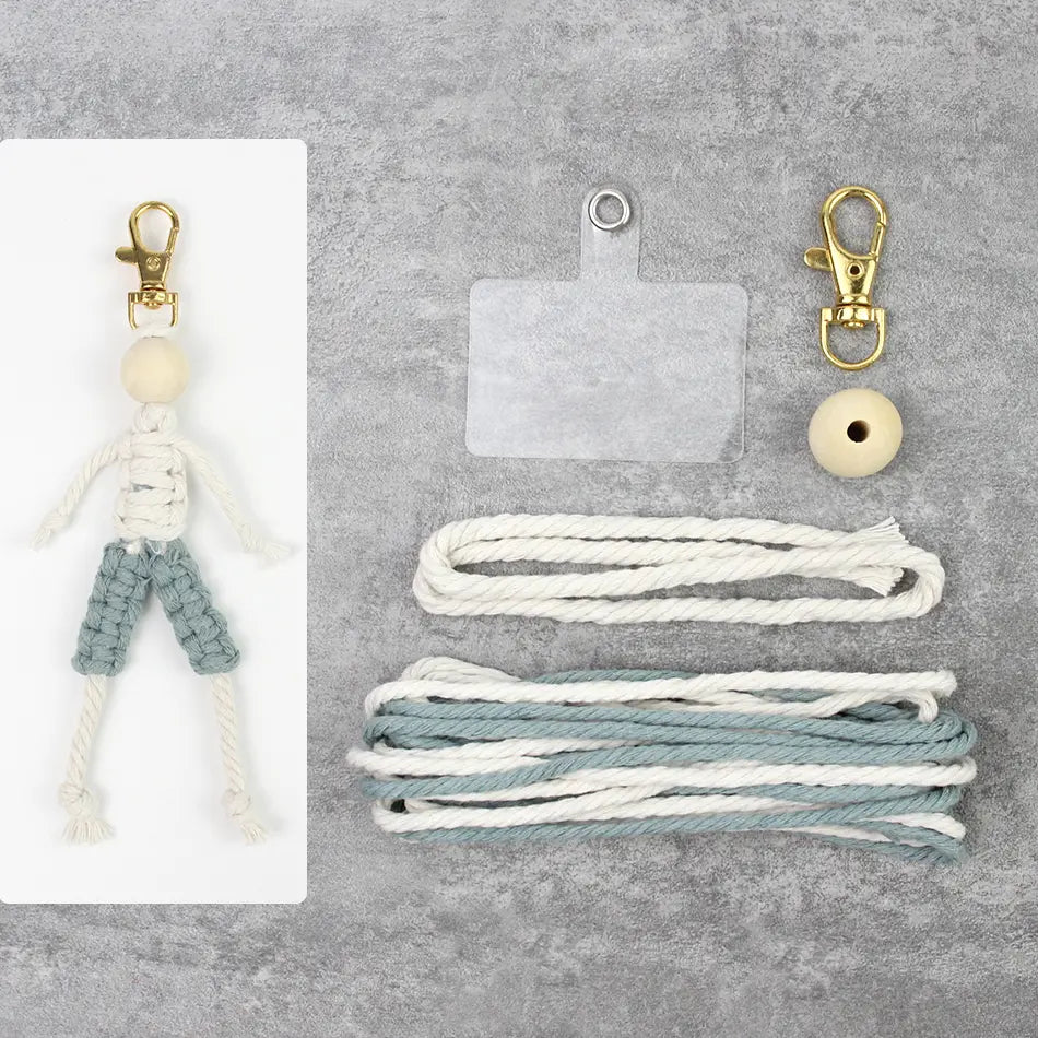 Macrame Kit for Beginners | DIY Boy Figure Macrame Keychain Craft Kit