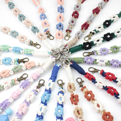 Macrame Kit Daisy Keychain Wristband Lanyard Combo Kit | Contrast/Fresh Colors | Anti-Lost String | Beginner Weavinggift wrapping