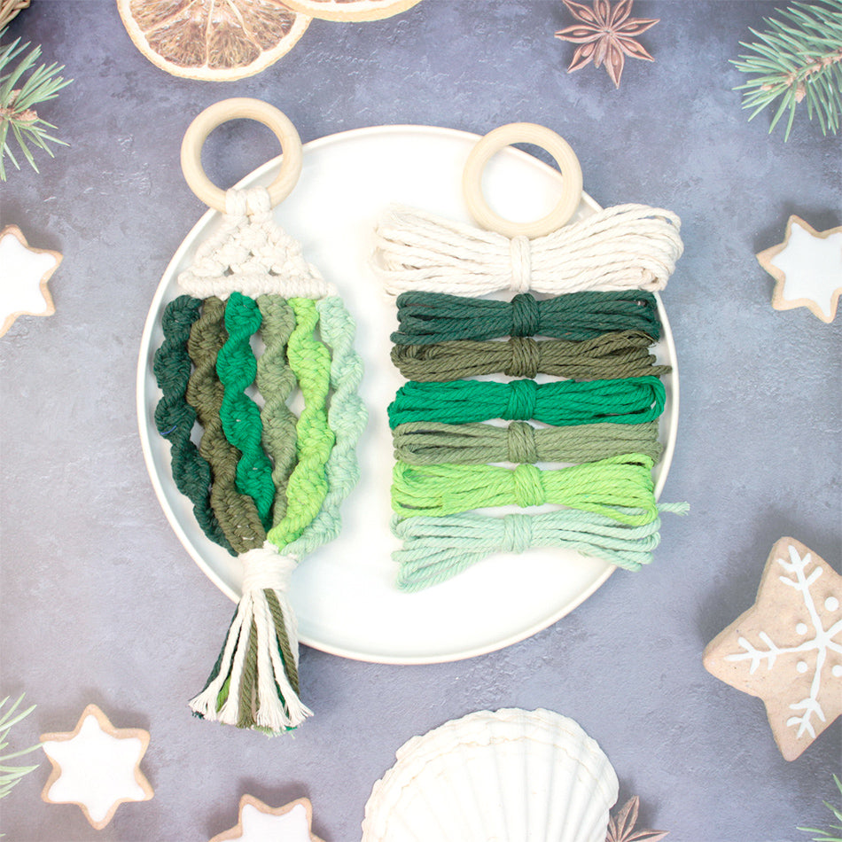 Macrame Kit Nautical Fish Charm Weaving Kit | 6-Color Gradient/Contrast | Bedroom/Living Room Decor | Beginner-Friendly