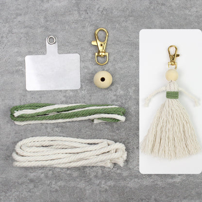 Girl Weaving Keychain Craft Kit Macrame Kit | Fringe Skirt | DIY Valentine's Gift, Beginner-DIY