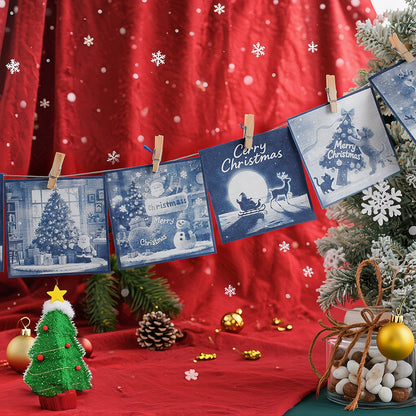 Christmas Cyanotype DIY Kit - 5 Sheets Sun Art Paper + 1 Christmas Film, Retro Printing/Mini Cyanotype Cards, For Beginners cyanotype set Retro Photography