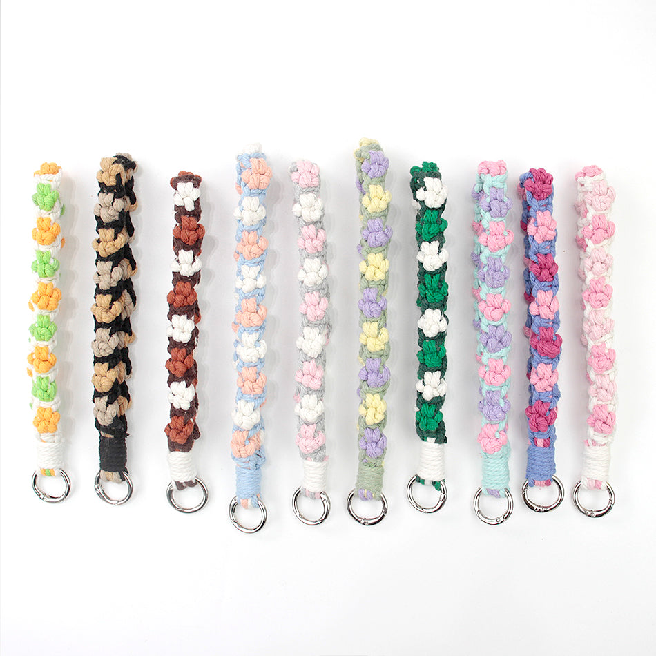 Macrame Kit Cute Cat Paw Wristband Keychain Weaving Kit | Multi-Colors | 2-Tone Pattern | Anti-Lost Strap/Bag Charm | Beginner-Friendly