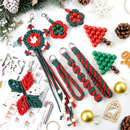 Christmas Five-Bead Flower Pendant Kit Macrame Kit | Home Decor/Christmas Ornament | English Tutorial | Beginner-Friendly | Handmade Gift