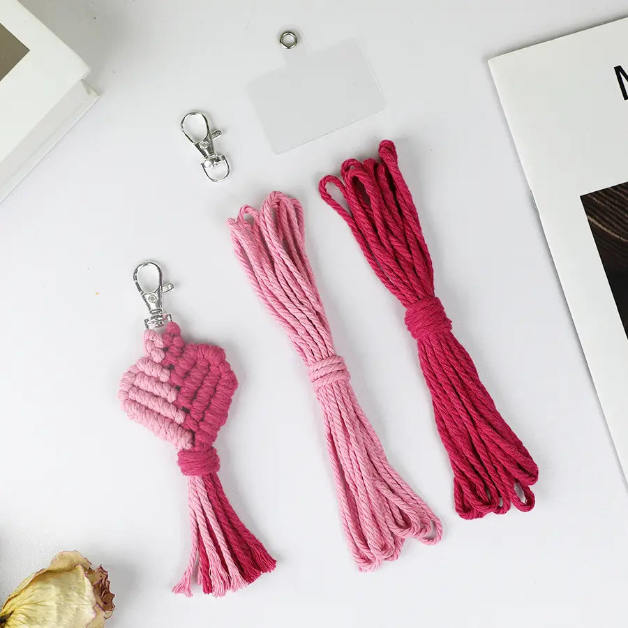 Macrame Kit for Beginners | DIY Heart Macrame Keychain Craft Kit