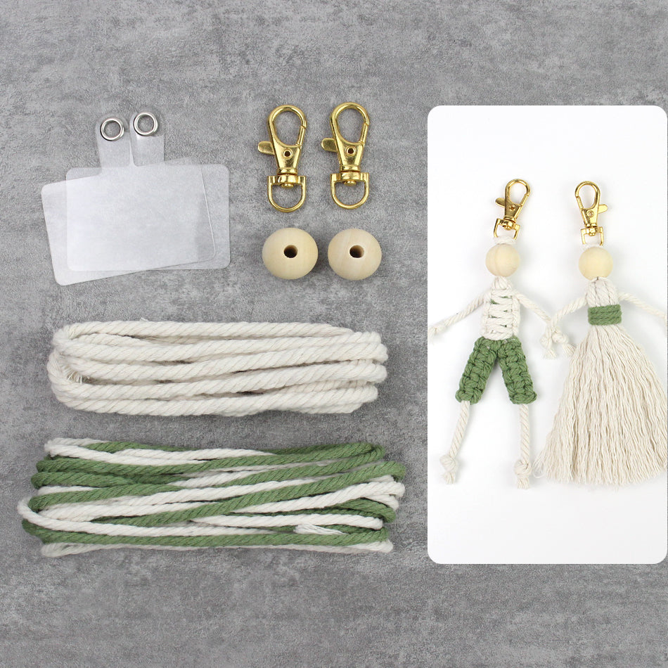 Macrame Kit Boy & Girl Handmade Weaving Keychain Set Movable Limbs, Fringe Skirt | Valentine's Day Gift, Beginner-Friendly