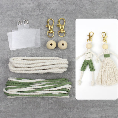 Macrame Kit Boy & Girl Handmade Weaving Keychain Set Movable Limbs, Fringe Skirt | Valentine's Day Gift, Beginner-Friendly