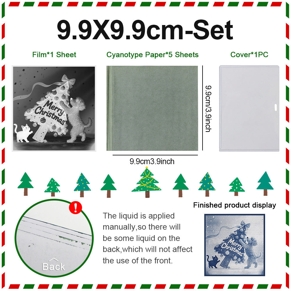 Christmas Cyanotype DIY Kit - 5 Sheets Sun Art Paper + 1 Christmas Film, Retro Printing/Mini Cyanotype Cards, For Beginners cyanotype set Retro Photography