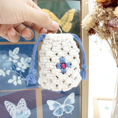 Daisy Earphone Bag Weaving Kit Macrame Kit | Drawstring Design | Adjustable Size | DIY Gift