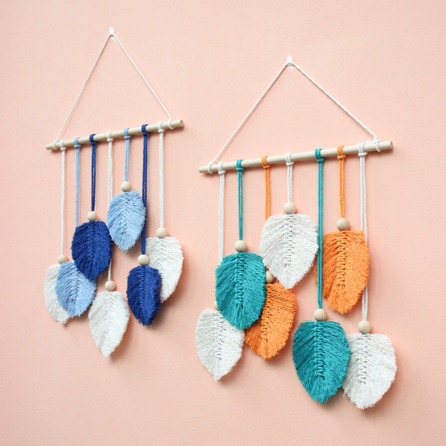 Macrame Kit Leaf Tapestry Weaving Kit | Bohemian Style | Adjustable Length | Bedroom/Living Room/Hallway Decor | Beginner-Friendly