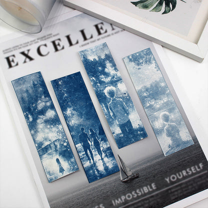 Handmade Cyanotype Bookmark Material Pack - 24 Sheets 414cm Light-Sensitive Cyanotype Paper + 24 Tassels, Sun Printing Paper Retro Photography, Homemade Bookmark Parent-Child Experience