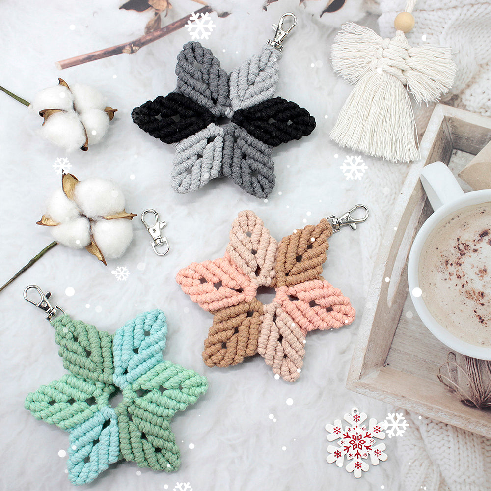 Hexagon Star Pendant Keychain Weaving Kit Macrame Kit | Multi-Colors | Simple & Elegant | Keychain/Decor | Beginner DIY Set
