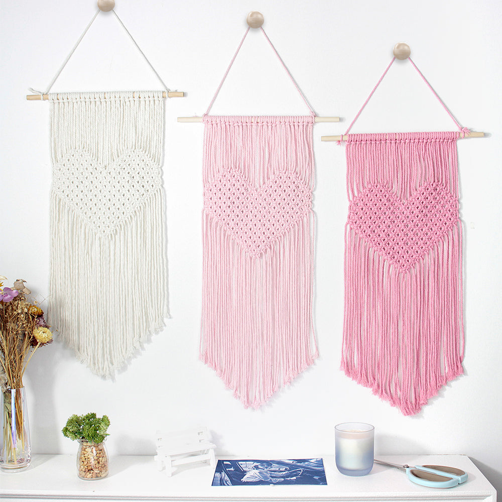 Macrame Kit Big Love Tapestry Weaving Kit | Flowing Fringes | Multi-Color Option | Valentine's Day DIY Gift | Beginner-Friendly/Living Room Decor