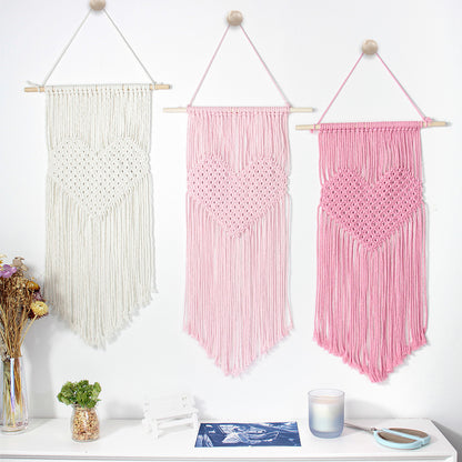 Macrame Kit Big Love Tapestry Weaving Kit | Flowing Fringes | Multi-Color Option | Valentine's Day DIY Gift | Beginner-Friendly/Living Room Decor