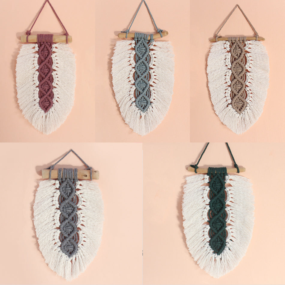 Macrame Kit Leaf Fringe Tapestry Weaving Kit | colour Leaf Vein Pattern | Customizable Leaf Shape | Bedroom/Living Room Decor | Beginner-Friendly