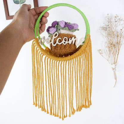 Macrame Kit Round Storage Basket Weaving Kit | Bohemian Style | Wall-Mounted Storage | Shelf | Beginner Weaving
