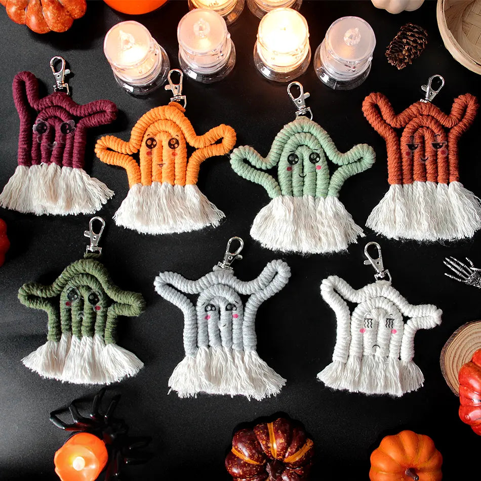 Macrame Kit for Beginners, Boho Halloween Ghost Hanging DIY Kit, Decor Gift