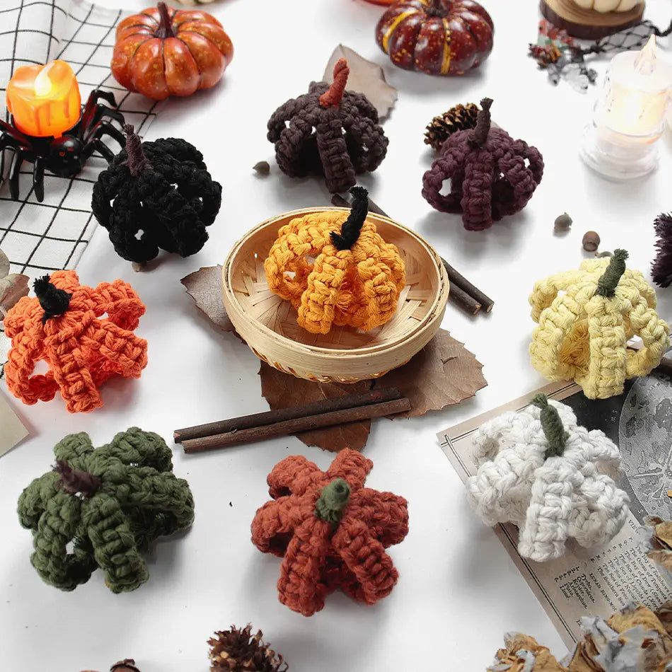 Macrame Kit for Beginners, Boho Halloween Pumpkin DIY Kit, Handmade Decor Gift