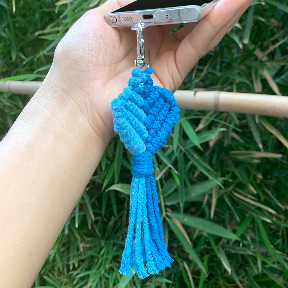 Macrame Keychain DIY Kit - Heart-Shaped Handmade Weaving Supplies with English Tutorial | Craft Set