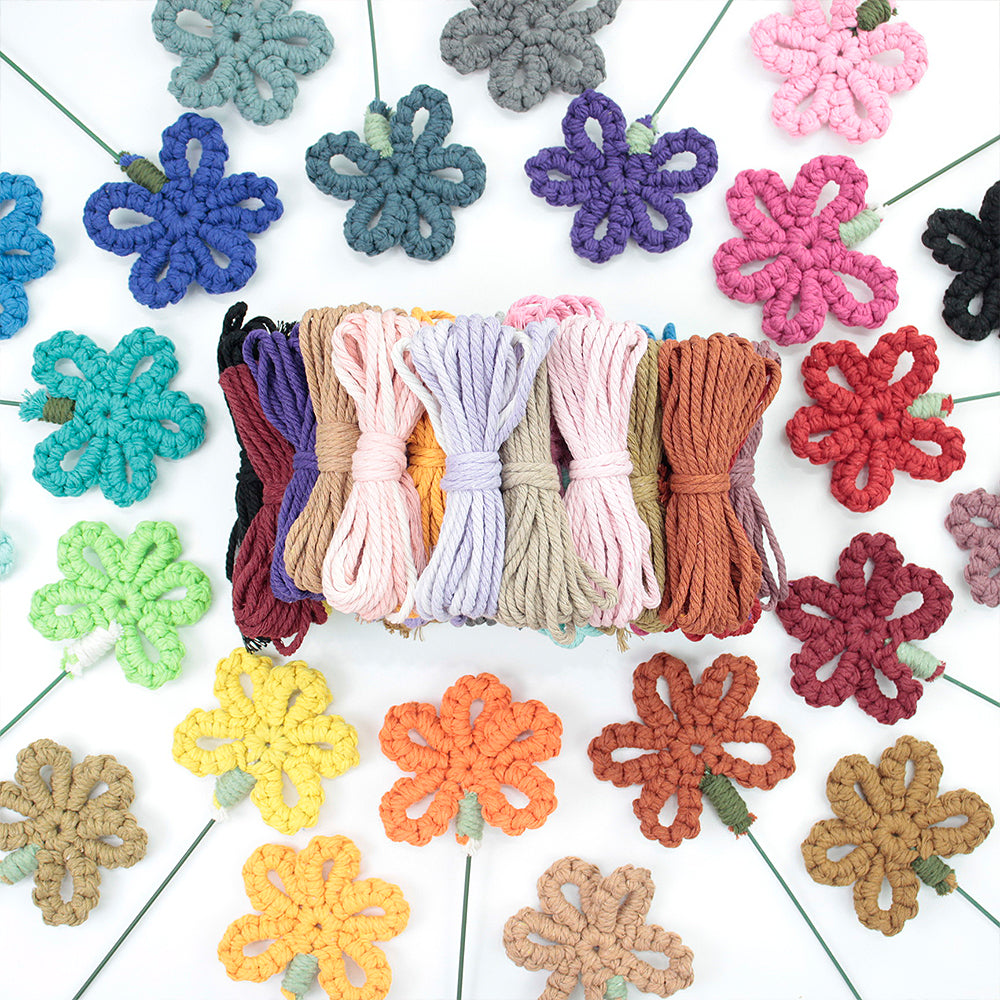 Handmade Flower Macrame DIY Kit - All-in-One Weaving Supplies with English Tutorial | Craft Set