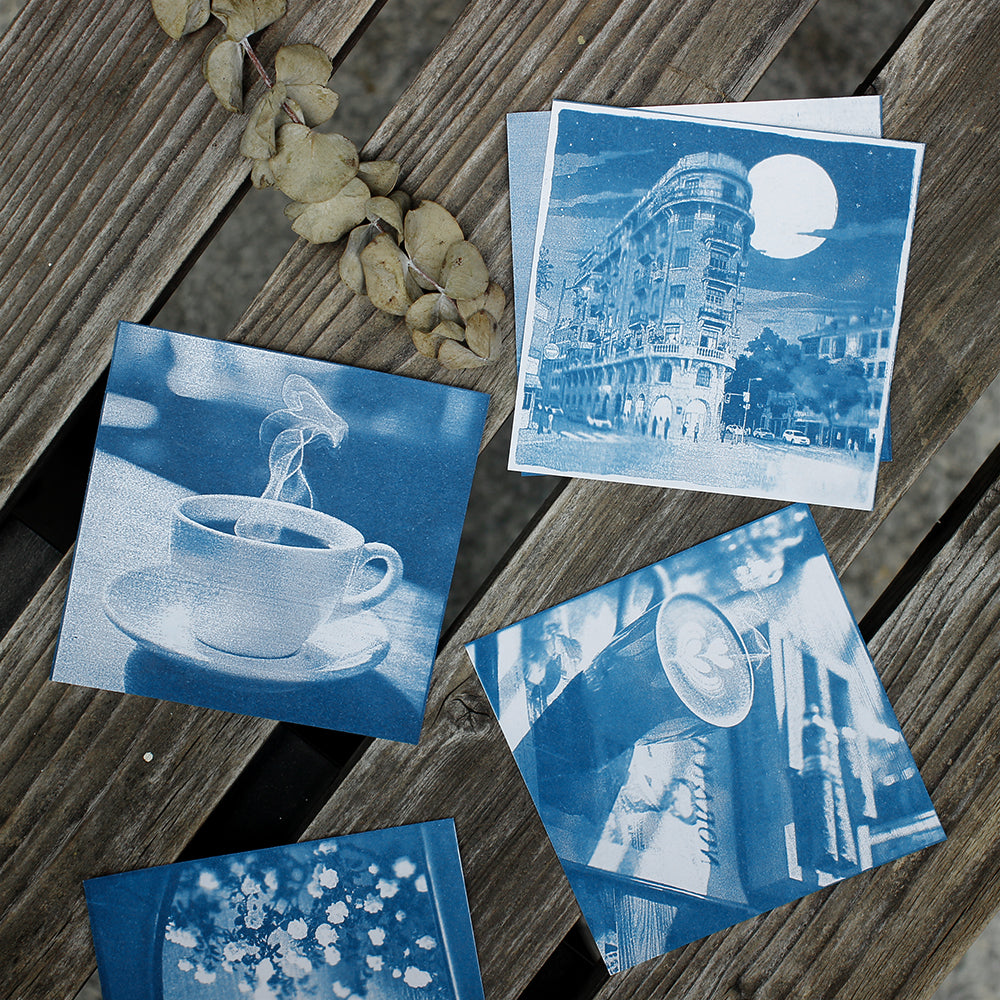 Square Cyanotype DIY Value Pack - 24 Sheets Sun Art Paper, Retro Printing/Mini Cyanotype Cards, For Beginners/Photography Lovers cyanotype set