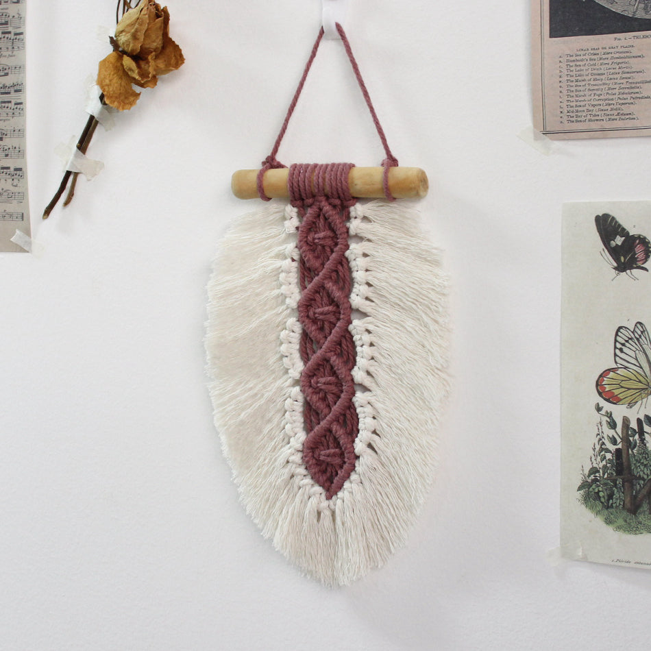 Macrame Kit Leaf Fringe Tapestry Weaving Kit | colour Leaf Vein Pattern | Customizable Leaf Shape | Bedroom/Living Room Decor | Beginner-Friendly