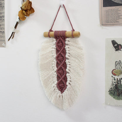 Macrame Kit Leaf Fringe Tapestry Weaving Kit | colour Leaf Vein Pattern | Customizable Leaf Shape | Bedroom/Living Room Decor | Beginner-Friendly