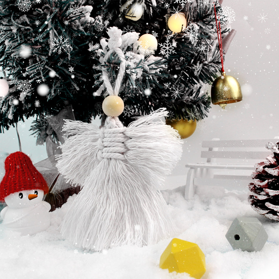 Christmas 7-Piece Macrame DIY Kit - Holiday Weaving Supplies with English Tutorial | Festive Craft Set