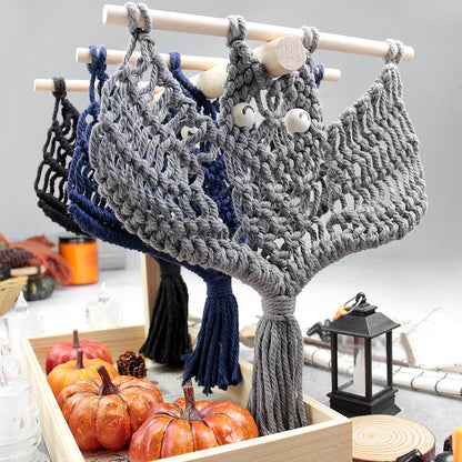 Halloween Bat Macrame DIY Kit - Handmade Weaving Supplies with English Tutorial | Spooky Holiday Craft Set