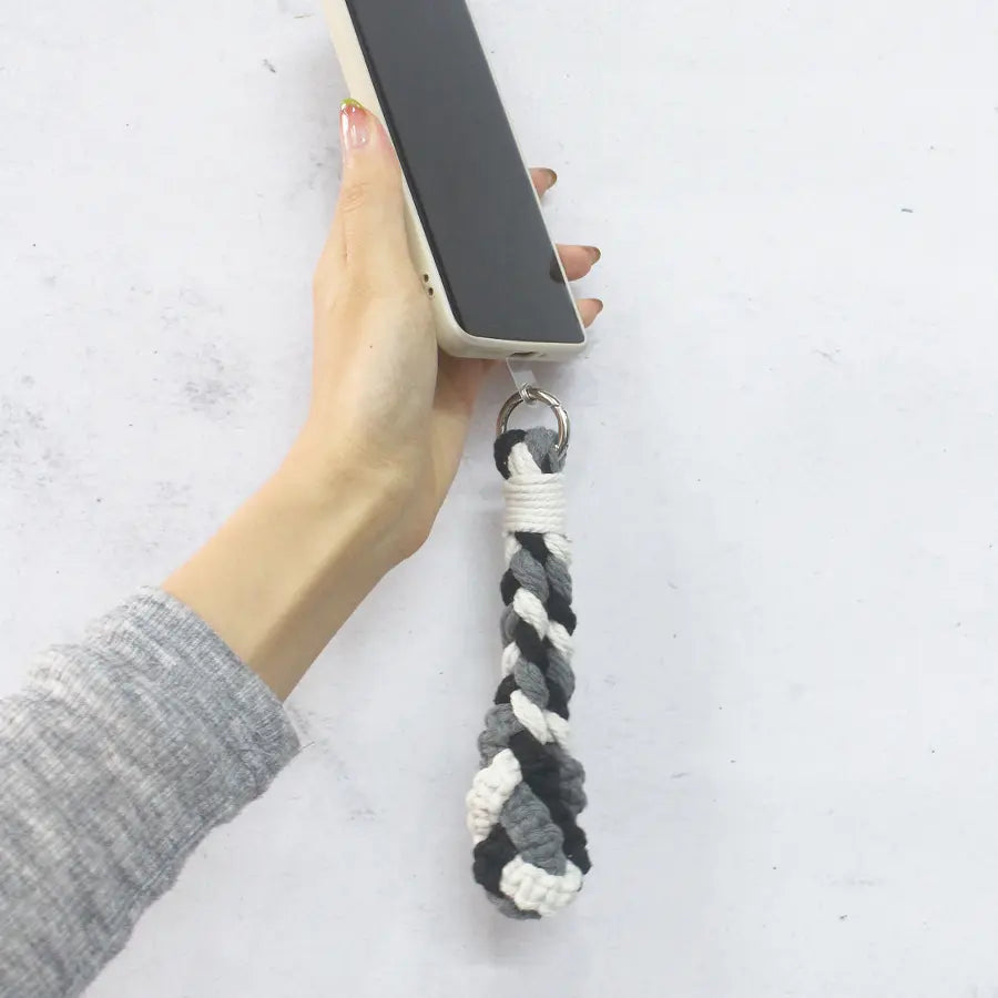 Macrame Kit for Beginners | DIY 3-Strand Braid Square Knot Macrame Keychain Wrist Strap Craft Kit