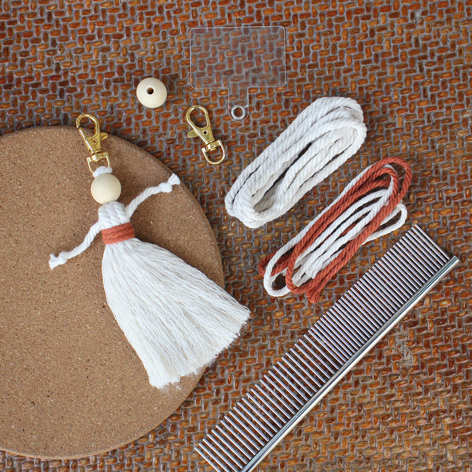 Girl Weaving Keychain Craft Kit Macrame Kit | Fringe Skirt | DIY Valentine's Gift, Beginner-DIY