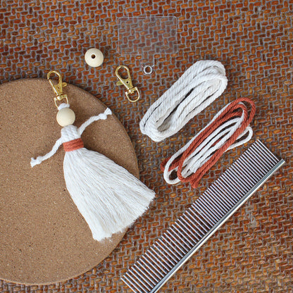 Girl Weaving Keychain Craft Kit Macrame Kit | Fringe Skirt | DIY Valentine's Gift, Beginner-DIY