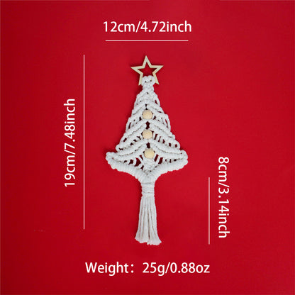 Beginner-Friendly DIY Wooden Bead Christmas Tree Macrame Kit - Holiday Decoration Pendant, Home & Car Christmas Ornament