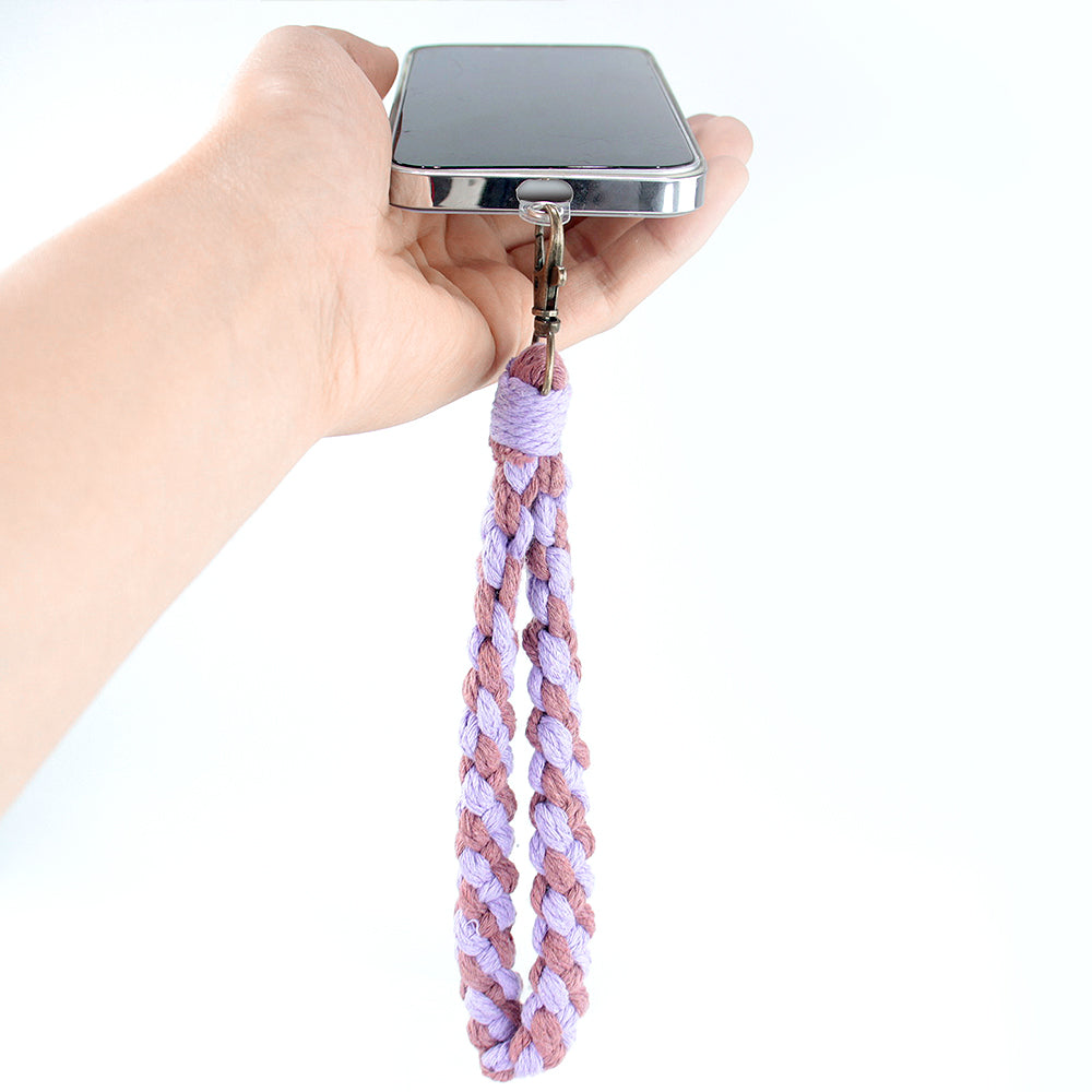 Macrame Kit Diagonal Half-Knot Keychain Weaving Kit | Multi-Colors (Gradient/Contrast) | 2-Color Wrapping | Wristband/Anti-Lost Strap | Beginner-Friendly