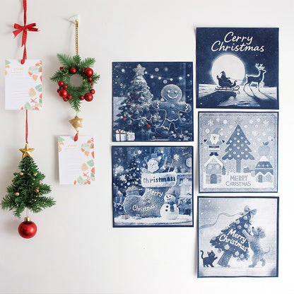 Christmas Cyanotype DIY Kit - 5 Sheets Sun Art Paper + 1 Christmas Film, Retro Printing/Mini Cyanotype Cards, For Beginners cyanotype set Retro Photography