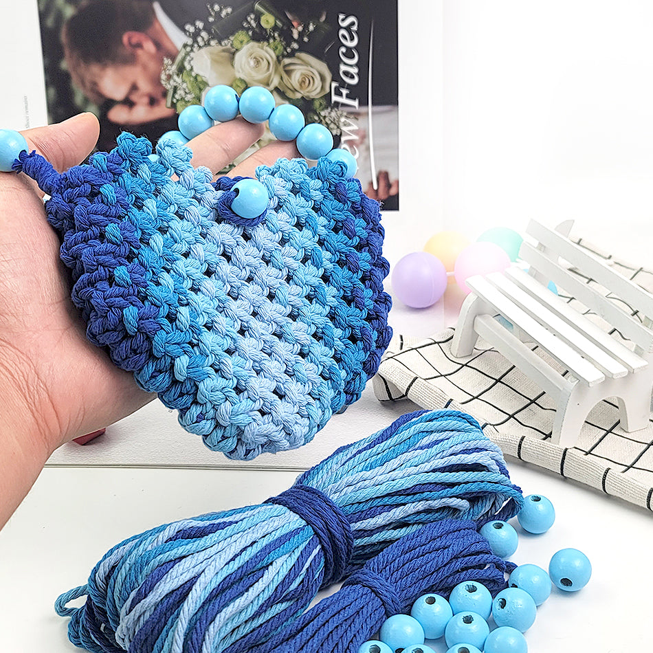 Macrame Kit Heart-Shaped Beaded Tote Weaving Kit | Dopamine Colors | Commute/Outing Use | Beginner-Friendly | DIY Gift