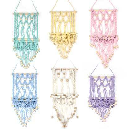 Wooden Bead Wall-Mounted Bookshelf Weaving Kit Macrame Kit | Wall Decor | Home Decor | Wall Bookshelf | Beginner-Friendly| Bohemian Style