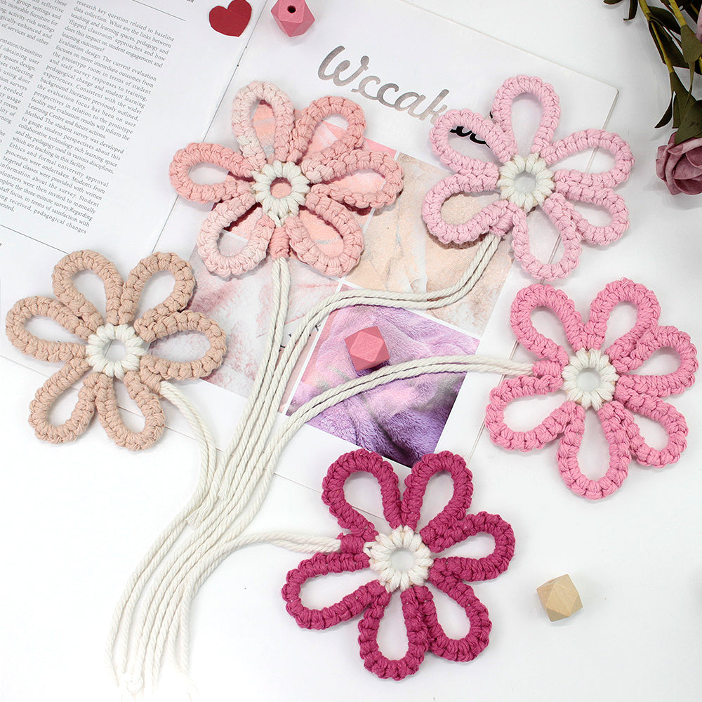 Six-Petal Flower Macrame DIY Kit - Polyester-Cotton Weaving Supplies with English Tutorial | Handmade Craft Set