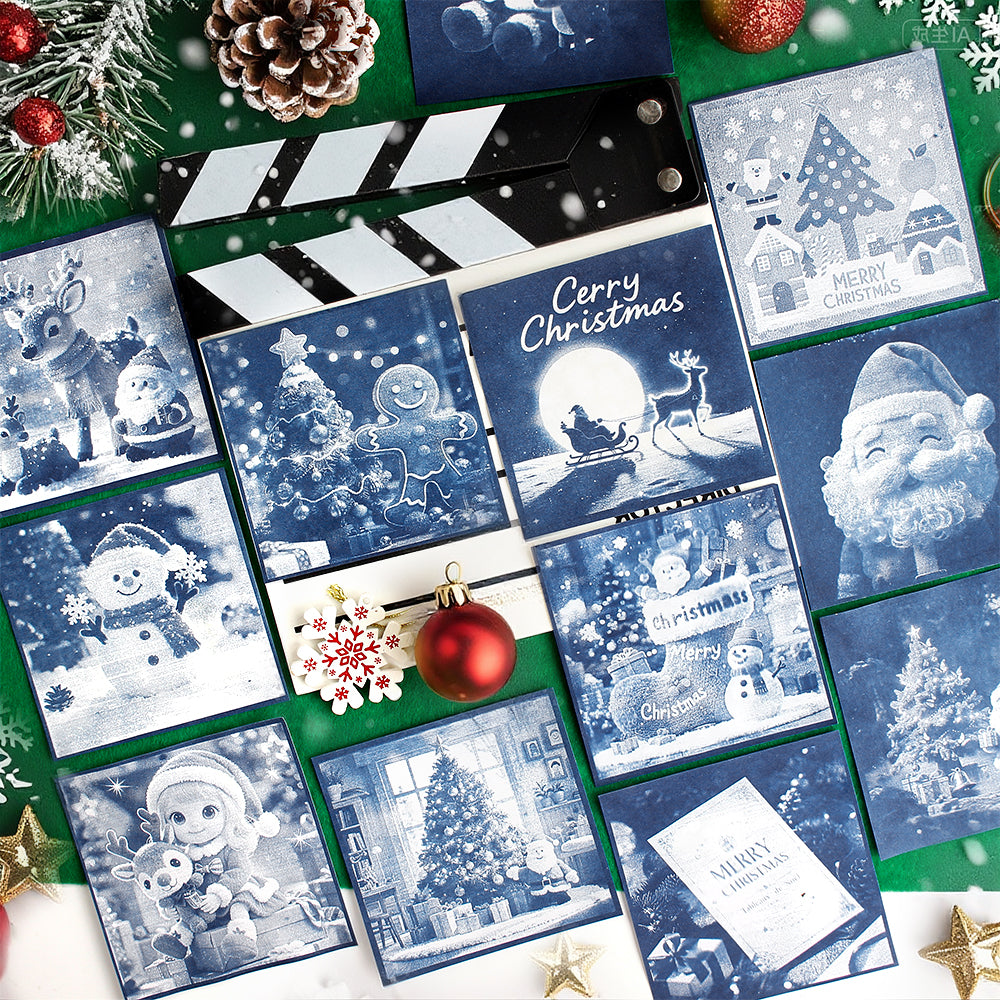 Christmas Cyanotype DIY Kit - 5 Sheets Sun Art Paper + 1 Christmas Film, Retro Printing/Mini Cyanotype Cards, For Beginners cyanotype set Retro Photography